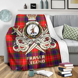 ScotsTee Shop Scottish Fraser Modern Clan Crest Tartan Blanket The Golden Sword of Courageous Legacy Blanket