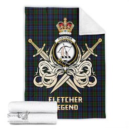 ScotsTee Shop Scottish Fletcher Clan Crest Tartan Blanket The Golden Sword of Courageous Legacy Blanket