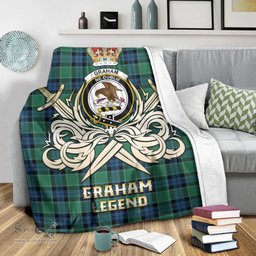 ScotsTee Shop Scottish Graham of Menteith Ancient Clan Crest Tartan Blanket The Golden Sword of Courageous Legacy Blanket