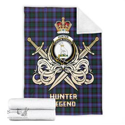 ScotsTee Shop Scottish Hunter Modern Clan Crest Tartan Blanket The Golden Sword of Courageous Legacy Blanket