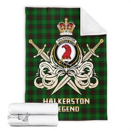 ScotsTee Shop Scottish Halkerston Clan Crest Tartan Blanket The Golden Sword of Courageous Legacy Blanket