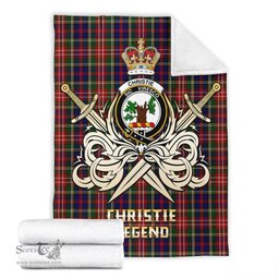 ScotsTee Shop Scottish Christie Clan Crest Tartan Blanket The Golden Sword of Courageous Legacy Blanket