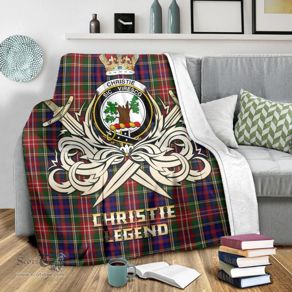 ScotsTee Shop Scottish Christie Clan Crest Tartan Blanket The Golden Sword of Courageous Legacy Blanket