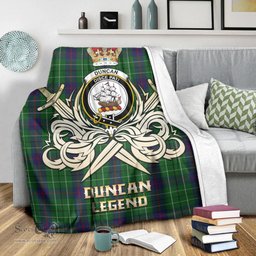 ScotsTee Shop Scottish Duncan Clan Crest Tartan Blanket The Golden Sword of Courageous Legacy Blanket