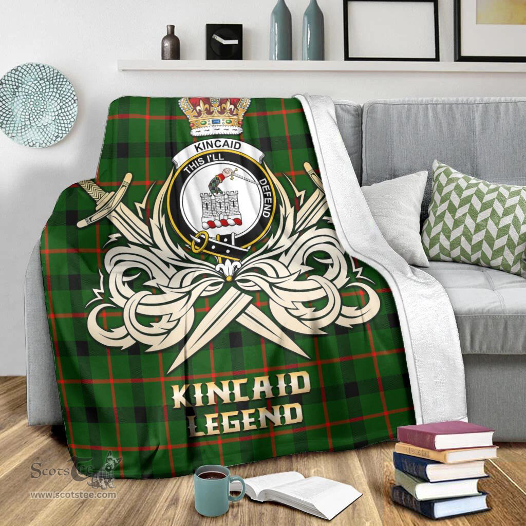ScotsTee Shop Scottish Kincaid Modern Clan Crest Tartan Blanket The Golden Sword of Courageous Legacy Blanket