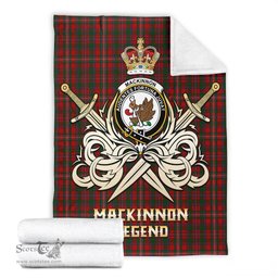ScotsTee Shop Scottish MacKinnon Clan Crest Tartan Blanket The Golden Sword of Courageous Legacy Blanket
