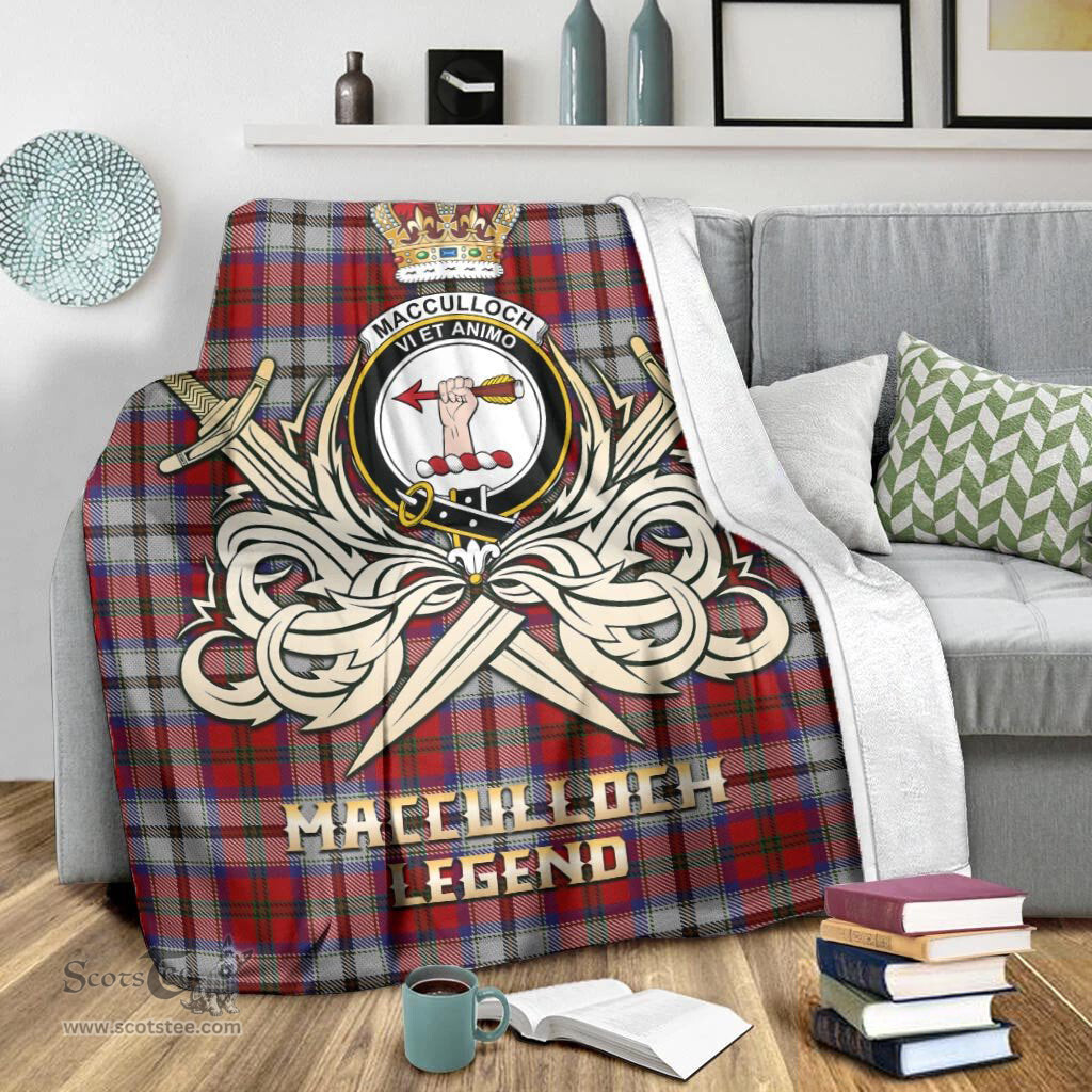 ScotsTee Shop Scottish MacCulloch Dress Clan Crest Tartan Blanket The Golden Sword of Courageous Legacy Blanket