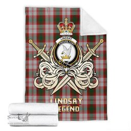 ScotsTee Shop Scottish Lindsay Dress Red Clan Crest Tartan Blanket The Golden Sword of Courageous Legacy Blanket