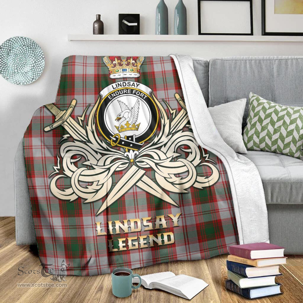 ScotsTee Shop Scottish Lindsay Dress Red Clan Crest Tartan Blanket The Golden Sword of Courageous Legacy Blanket