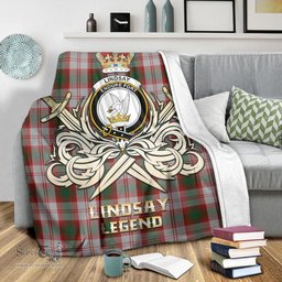 ScotsTee Shop Scottish Lindsay Dress Red Clan Crest Tartan Blanket The Golden Sword of Courageous Legacy Blanket