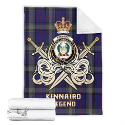 ScotsTee Shop Scottish Kinnaird Clan Crest Tartan Blanket The Golden Sword of Courageous Legacy Blanket