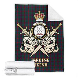 ScotsTee Shop Scottish Jardine Dress Clan Crest Tartan Blanket The Golden Sword of Courageous Legacy Blanket
