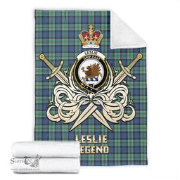 ScotsTee Shop Scottish Leslie Hunting Ancient Clan Crest Tartan Blanket The Golden Sword of Courageous Legacy Blanket