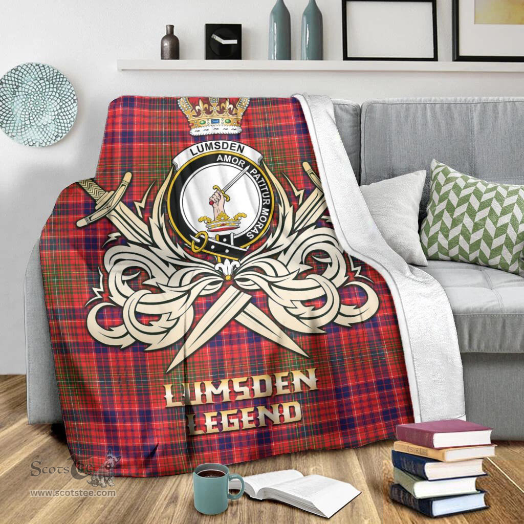 ScotsTee Shop Scottish Lumsden Modern Clan Crest Tartan Blanket The Golden Sword of Courageous Legacy Blanket