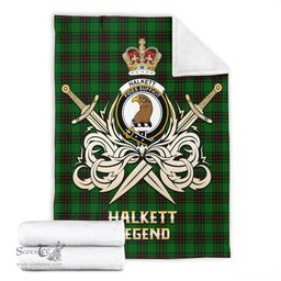 ScotsTee Shop Scottish Halkett Clan Crest Tartan Blanket The Golden Sword of Courageous Legacy Blanket