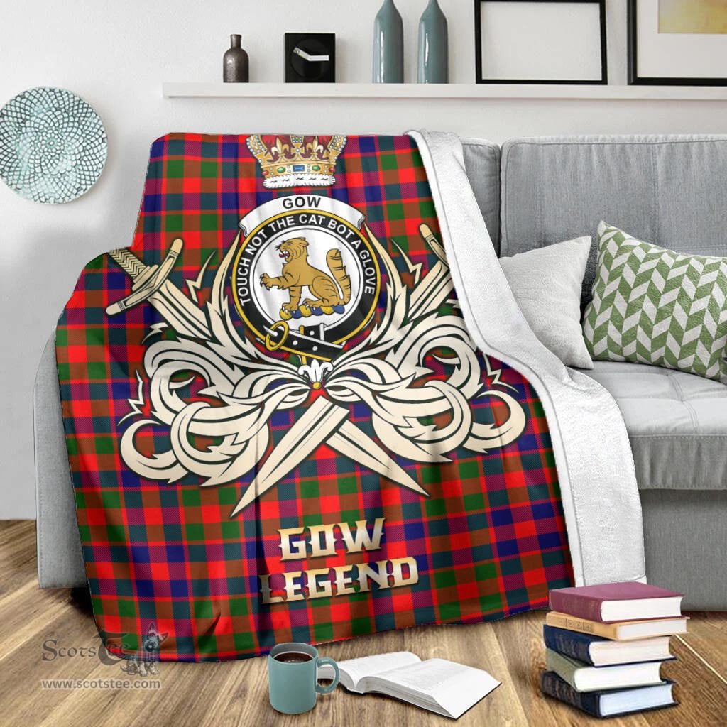 ScotsTee Shop Scottish Gow Modern Clan Crest Tartan Blanket The Golden Sword of Courageous Legacy Blanket