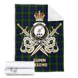 ScotsTee Shop Scottish Gunn Clan Crest Tartan Blanket The Golden Sword of Courageous Legacy Blanket
