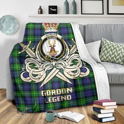 ScotsTee Shop Scottish Gordon Modern Clan Crest Tartan Blanket The Golden Sword of Courageous Legacy Blanket