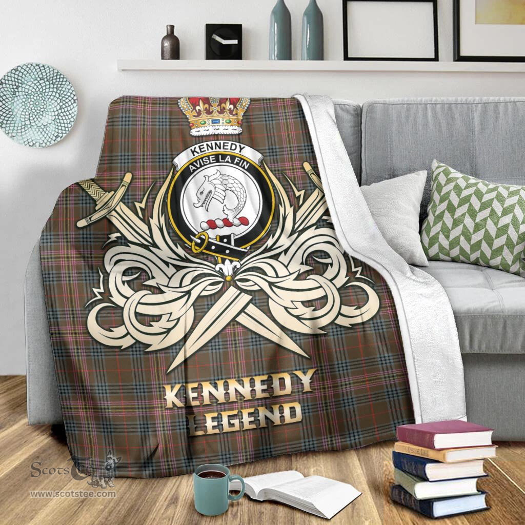 ScotsTee Shop Scottish Kennedy Weathered Clan Crest Tartan Blanket The Golden Sword of Courageous Legacy Blanket