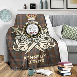 ScotsTee Shop Scottish Kennedy Weathered Clan Crest Tartan Blanket The Golden Sword of Courageous Legacy Blanket