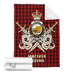 ScotsTee Shop Scottish MacIver Clan Crest Tartan Blanket The Golden Sword of Courageous Legacy Blanket