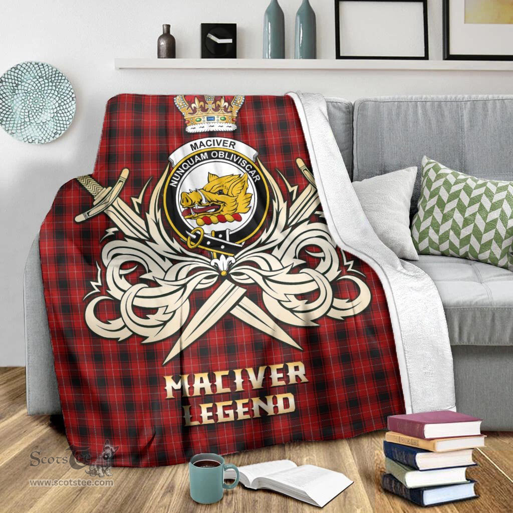 ScotsTee Shop Scottish MacIver Clan Crest Tartan Blanket The Golden Sword of Courageous Legacy Blanket