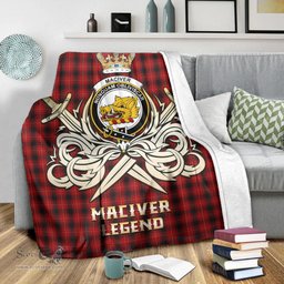ScotsTee Shop Scottish MacIver Clan Crest Tartan Blanket The Golden Sword of Courageous Legacy Blanket