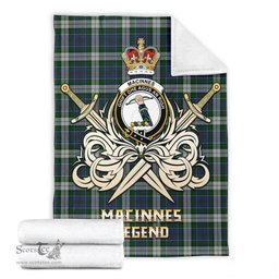ScotsTee Shop Scottish MacInnes Dress Clan Crest Tartan Blanket The Golden Sword of Courageous Legacy Blanket