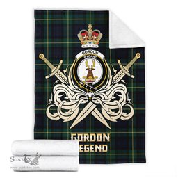 ScotsTee Shop Scottish Gordon Old Clan Crest Tartan Blanket The Golden Sword of Courageous Legacy Blanket