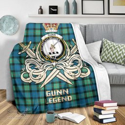 ScotsTee Shop Scottish Gunn Ancient Clan Crest Tartan Blanket The Golden Sword of Courageous Legacy Blanket