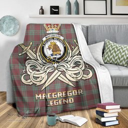 ScotsTee Shop Scottish MacGregor Hunting Ancient Clan Crest Tartan Blanket The Golden Sword of Courageous Legacy Blanket