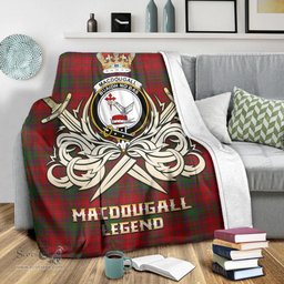 ScotsTee Shop Scottish MacDougall Clan Crest Tartan Blanket The Golden Sword of Courageous Legacy Blanket