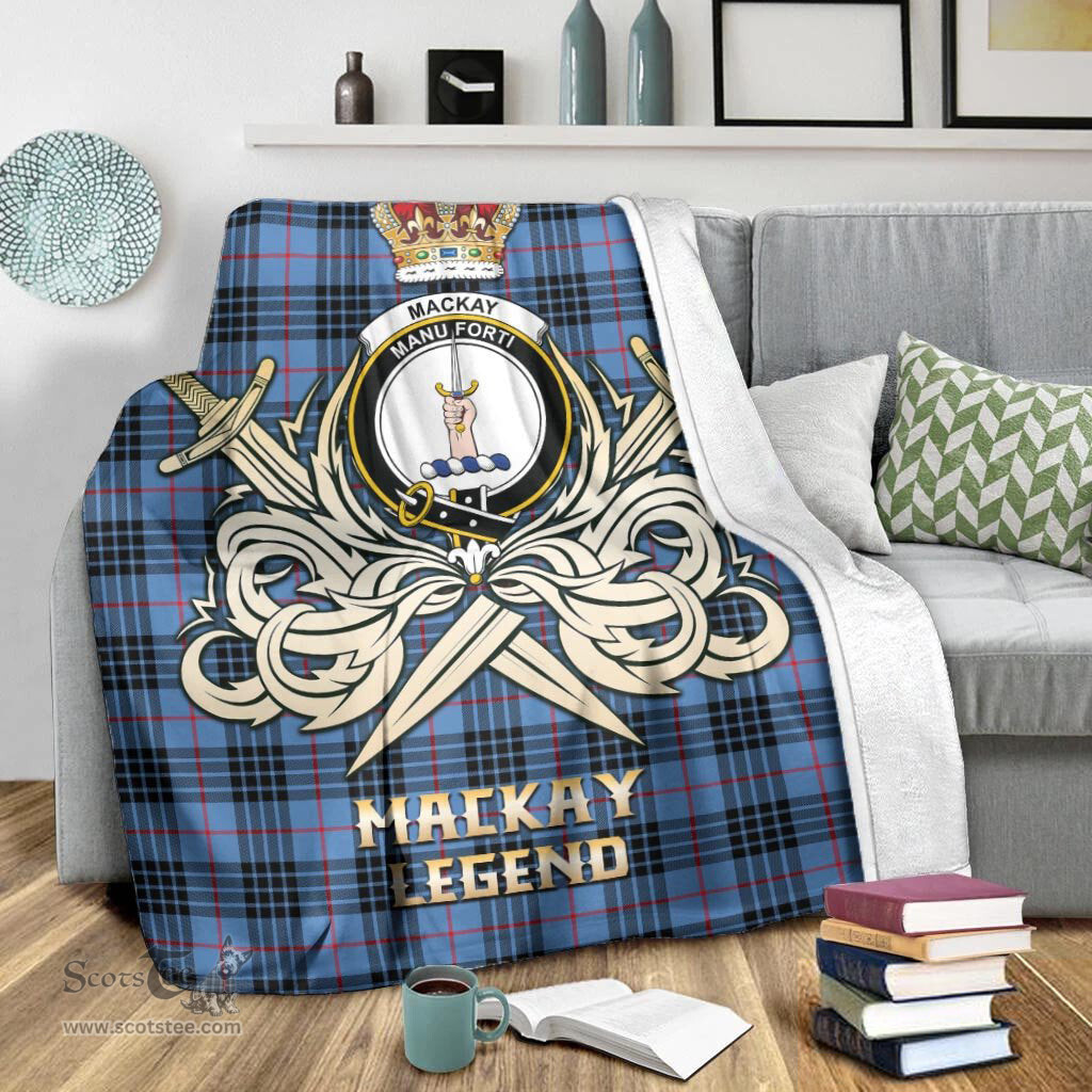ScotsTee Shop Scottish MacKay Blue Clan Crest Tartan Blanket The Golden Sword of Courageous Legacy Blanket