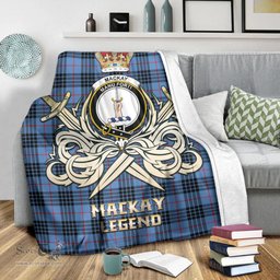 ScotsTee Shop Scottish MacKay Blue Clan Crest Tartan Blanket The Golden Sword of Courageous Legacy Blanket