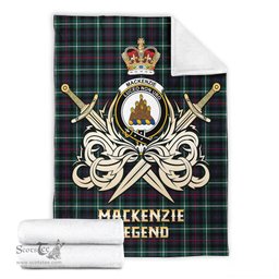 ScotsTee Shop Scottish MacKenzie Modern Clan Crest Tartan Blanket The Golden Sword of Courageous Legacy Blanket