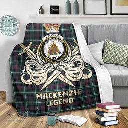 ScotsTee Shop Scottish MacKenzie Modern Clan Crest Tartan Blanket The Golden Sword of Courageous Legacy Blanket