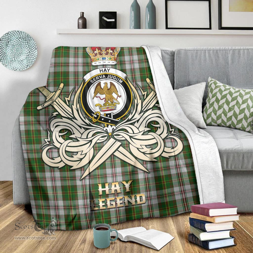 ScotsTee Shop Scottish Hay White Dress Clan Crest Tartan Blanket The Golden Sword of Courageous Legacy Blanket