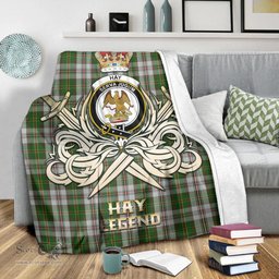 ScotsTee Shop Scottish Hay White Dress Clan Crest Tartan Blanket The Golden Sword of Courageous Legacy Blanket