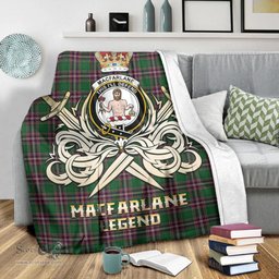 ScotsTee Shop Scottish MacFarlane Hunting Clan Crest Tartan Blanket The Golden Sword of Courageous Legacy Blanket