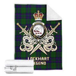ScotsTee Shop Scottish Lockhart Modern Clan Crest Tartan Blanket The Golden Sword of Courageous Legacy Blanket