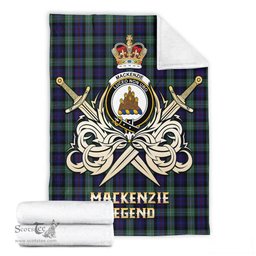 ScotsTee Shop Scottish MacKenzie Hunting Green Clan Crest Tartan Blanket The Golden Sword of Courageous Legacy Blanket