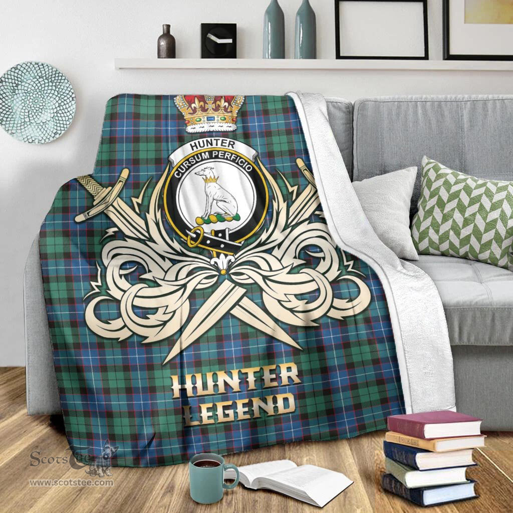 ScotsTee Shop Scottish Hunter Ancient Clan Crest Tartan Blanket The Golden Sword of Courageous Legacy Blanket