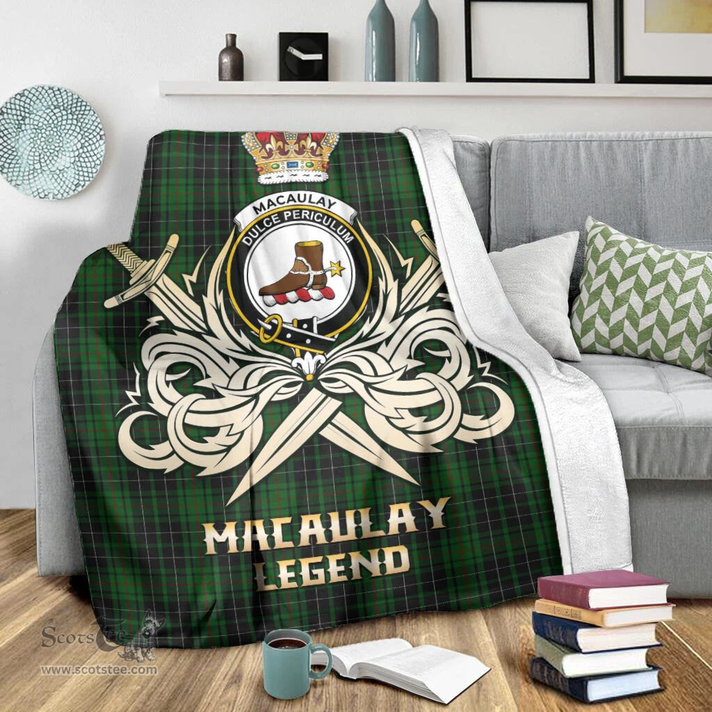 ScotsTee Shop Scottish MacAulay Hunting Clan Crest Tartan Blanket The Golden Sword of Courageous Legacy Blanket