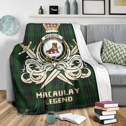 ScotsTee Shop Scottish MacAulay Hunting Clan Crest Tartan Blanket The Golden Sword of Courageous Legacy Blanket