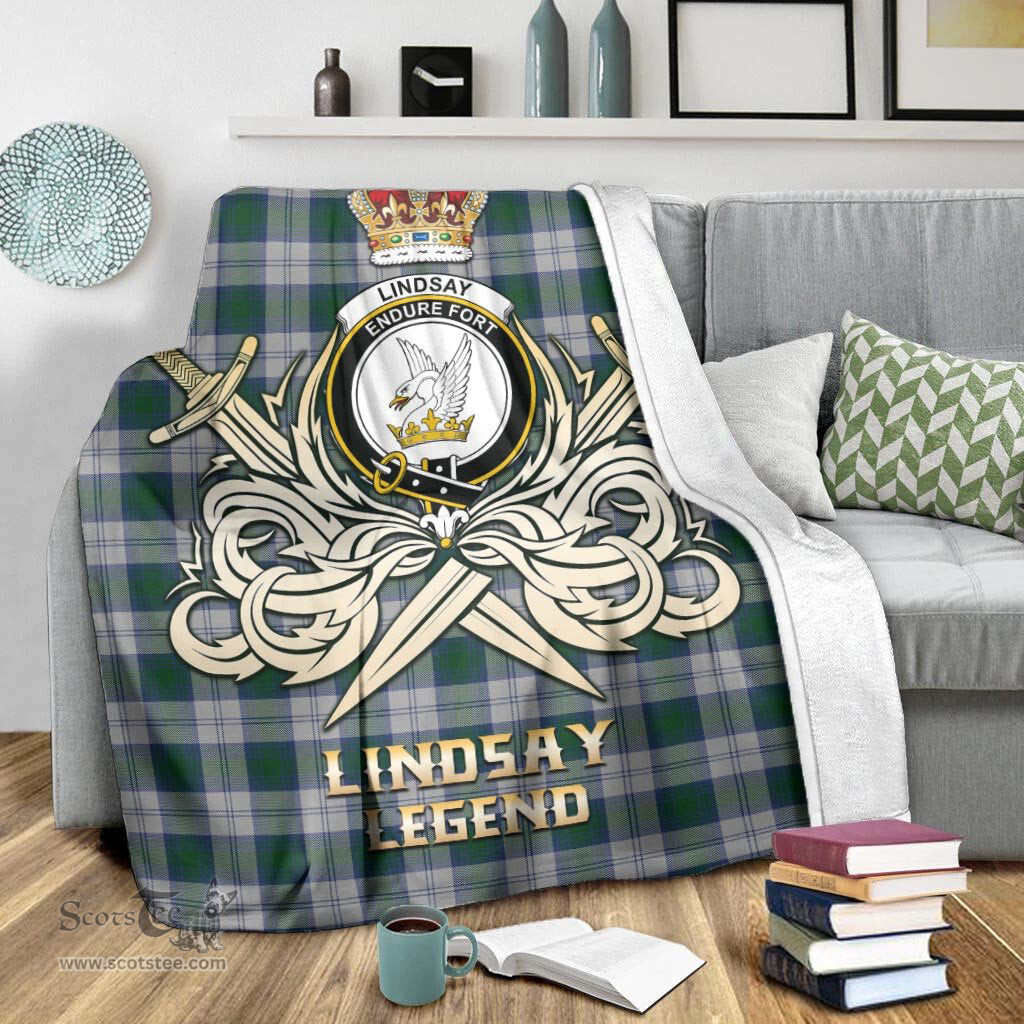 ScotsTee Shop Scottish Lindsay Dress Clan Crest Tartan Blanket The Golden Sword of Courageous Legacy Blanket