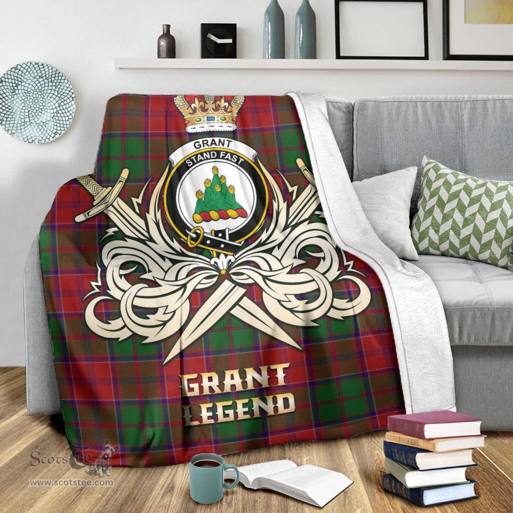 ScotsTee Shop Scottish Grant Clan Crest Tartan Blanket The Golden Sword of Courageous Legacy Blanket