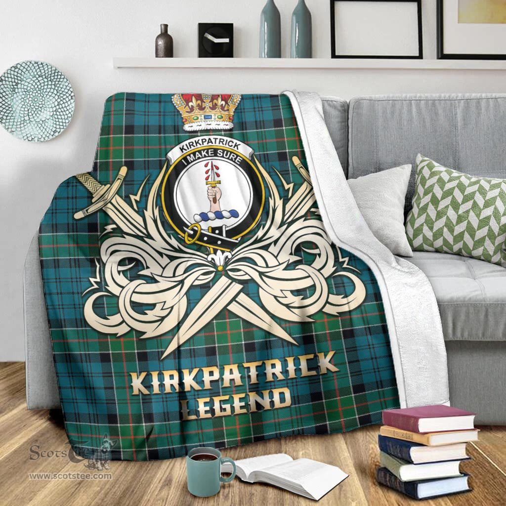 ScotsTee Shop Scottish Kirkpatrick Clan Crest Tartan Blanket The Golden Sword of Courageous Legacy Blanket