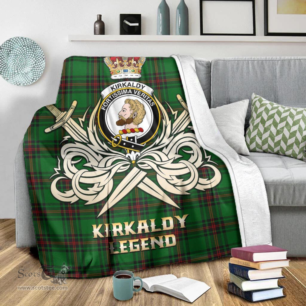 ScotsTee Shop Scottish Kirkaldy Clan Crest Tartan Blanket The Golden Sword of Courageous Legacy Blanket