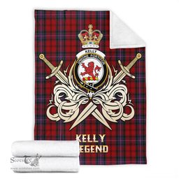 ScotsTee Shop Scottish Kelly of Sleat Red Clan Crest Tartan Blanket The Golden Sword of Courageous Legacy Blanket