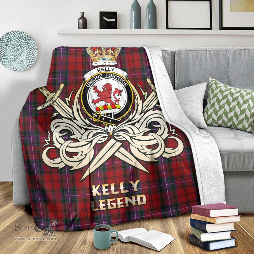 ScotsTee Shop Scottish Kelly of Sleat Red Clan Crest Tartan Blanket The Golden Sword of Courageous Legacy Blanket